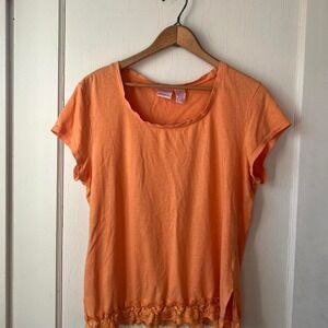 Y2K Exhilaration Orange Lace Hem‎ Tee (XL)